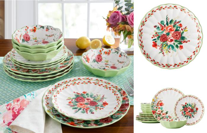 The Pioneer Woman dishes Painted Meadow 12-Piece Ceramic Dinnerware Set