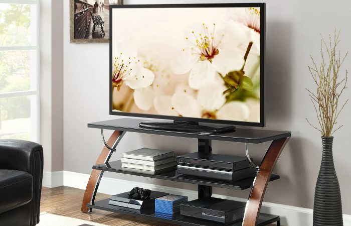 Whalen Payton 3-in-1 Flat Panel TV Stand for TVs up to 65_, Brown Cherry