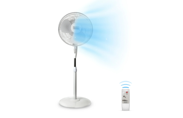 BLACK+DECKER 16_ Stand Fan with Remote, Oscillation, White