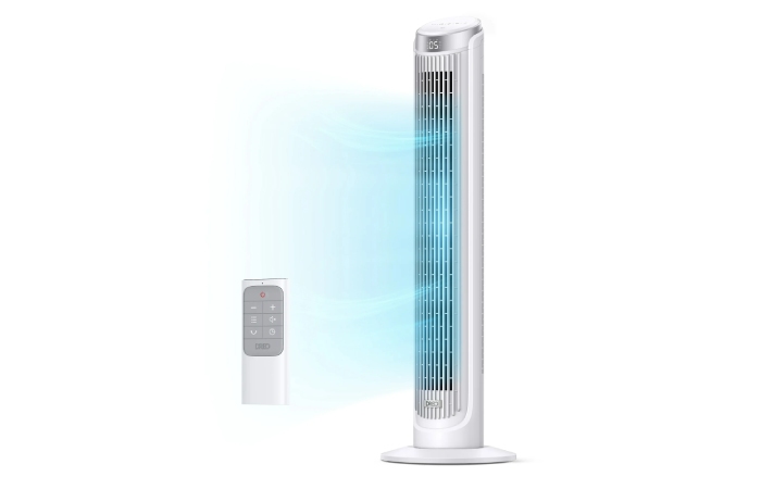 Dreo Tower Fan with remote control.